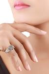 Buy_Sangeeta Boochra_Silver Plated Stones Carved Ring_at_Aza_Fashions