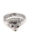 Shop_Sangeeta Boochra_Silver Plated Metal Carved Ring_at_Aza_Fashions