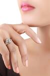 Buy_Sangeeta Boochra_Silver Plated Metal Carved Ring_at_Aza_Fashions