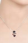 Shop_Sangeeta Boochra_Silver Plated Stones Pendant Necklace_at_Aza_Fashions