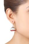 Shop_Sangeeta Boochra_Silver Plated Meenakari, Metal Jhumka Earrings_at_Aza_Fashions