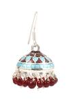Sangeeta Boochra_Silver Plated Meenakari, Metal Jhumka Earrings_Online_at_Aza_Fashions