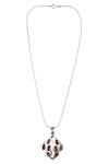 Shop_Sangeeta Boochra_Silver Plated Stone, Metal Pendant Necklace_at_Aza_Fashions
