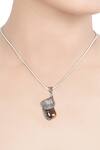 Shop_Sangeeta Boochra_Silver Plated Stone, Metal Pendant Necklace_at_Aza_Fashions