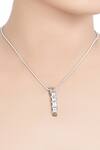 Shop_Sangeeta Boochra_Silver Plated Stone Pendant Necklace_at_Aza_Fashions