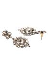 Sangeeta Boochra_Silver Plated Embroidery Carved Danglers _Online_at_Aza_Fashions