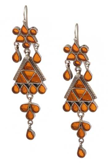 Pure Silver Floral Glass Mihira Danglers