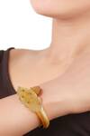 Shop_Sangeeta Boochra_Gold Plated Metal, Stones Carved Kada_at_Aza_Fashions