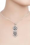 Shop_Sangeeta Boochra_Silver Plated Stone, Bead Pendant Necklace_at_Aza_Fashions