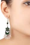 Shop_Sangeeta Boochra_Silver Plated Metallic Thread Tiered Dangler Earrings _at_Aza_Fashions