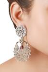 Shop_Sangeeta Boochra_Silver Plated Metal, Stones Carved Dangler Earrings_at_Aza_Fashions