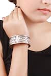 Shop_Sangeeta Boochra_Silver Plated Carved Oxidised Kada _at_Aza_Fashions