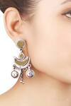 Buy_Sangeeta Boochra_Silver Plated Glass, Metal Carved Dangler Earrings_at_Aza_Fashions
