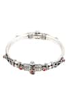 Buy_Sangeeta Boochra_Silver Plated Stones Carved Bangle _at_Aza_Fashions