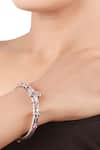 Shop_Sangeeta Boochra_Silver Plated Stones Carved Bangle _at_Aza_Fashions