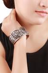 Shop_Sangeeta Boochra_Silver Plated Cut Work Carved Oxidised Kada _at_Aza_Fashions
