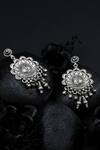 Buy_Sangeeta Boochra_Silver Plated Metal Carved Dangler Earrings_Online_at_Aza_Fashions