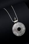 Buy_Sangeeta Boochra_Silver Plated Metal Carved Pendant Necklace_Online_at_Aza_Fashions