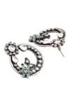 Sangeeta Boochra_Silver Plated Stones, Metallic Thread Hoop Earrings _Online_at_Aza_Fashions