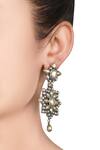 Shop_Sangeeta Boochra_Silver Plated Metal Carved Dangler Earrings _at_Aza_Fashions