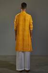 Shop_Saksham & Neharicka_Yellow Cotton Silk Printed Kurta_at_Aza_Fashions