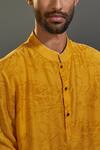 Buy_Saksham & Neharicka_Yellow Cotton Silk Printed Kurta_Online_at_Aza_Fashions