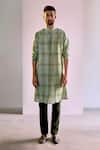 Buy_Saksham Neharicka_Green Cotton Silk Printed Kurta_at_Aza_Fashions