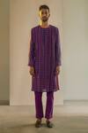 Buy_Saksham & Neharicka_Purple Chanderi, Cotton Silk Printed Kurta_at_Aza_Fashions