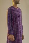 Buy_Saksham & Neharicka_Purple Chanderi, Cotton Silk Printed Kurta_Online_at_Aza_Fashions
