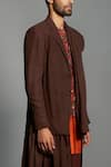 Buy_SAKSHAM & NEHARICKA_Brown Matka Silk Layered Jacket Pant Set  _Online_at_Aza_Fashions