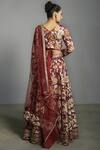 Shop_Saksham & Neharicka_Red Chanderi V Neck Bridal Lehenga Set _at_Aza_Fashions