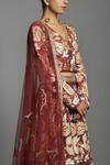 Saksham & Neharicka_Red Chanderi V Neck Bridal Lehenga Set _Online_at_Aza_Fashions