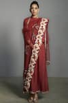Buy_Saksham & Neharicka_Red Silk Band Anarkali Set _at_Aza_Fashions