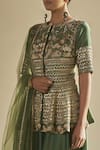 Buy_SAKSHAM & NEHARICKA_Green Cotton Round Silk Kurta Palazzo Set _Online_at_Aza_Fashions