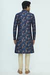 Shop_Nautanky_Blue Silk Jacquard Sherwani Set _at_Aza_Fashions