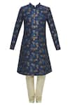 Buy_Nautanky_Blue Silk Jacquard Sherwani Set _Online_at_Aza_Fashions