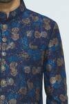 Nautanky_Blue Silk Jacquard Sherwani Set _at_Aza_Fashions