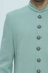 Nautanky_Blue Slub Suede Textured Sherwani Set _at_Aza_Fashions