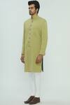 Nautanky_Green Slub Suede Sherwani Set _Online_at_Aza_Fashions
