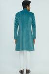Shop_Nautanky_Blue Suede Sherwani Set _at_Aza_Fashions