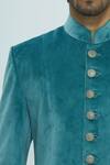 Nautanky_Blue Suede Sherwani Set _at_Aza_Fashions