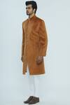 Nautanky_Beige Suede Sherwani Set _Online_at_Aza_Fashions