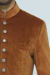 Nautanky_Beige Suede Sherwani Set _at_Aza_Fashions