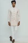 Buy_Nautanky_Pink Wrinkle Cotton Textured Bundi And Kurta Set _at_Aza_Fashions