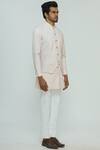 Nautanky_Pink Wrinkle Cotton Textured Bundi And Kurta Set _Online_at_Aza_Fashions