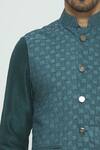 Nautanky_Green Silk Textured Bundi Kurta Set _at_Aza_Fashions