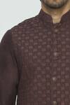 Nautanky_Brown Silk Textured Bundi Kurta Set_at_Aza_Fashions