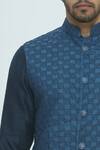 Nautanky_Blue Silk Textured Bundi Kurta Set _at_Aza_Fashions