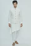 Buy_Nautanky_White Korean Polyester Textured Bundi Kurta Set_at_Aza_Fashions