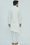 Shop_Nautanky_White Korean Polyester Textured Bundi Kurta Set_at_Aza_Fashions